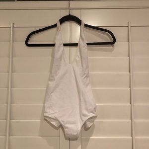 White halter bodysuit